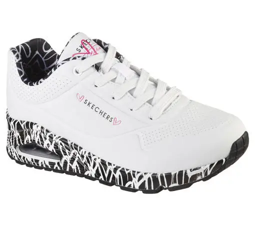 Naisten Tennarit Skechers Black White 3 Naisten Tennarit Skechers Black White